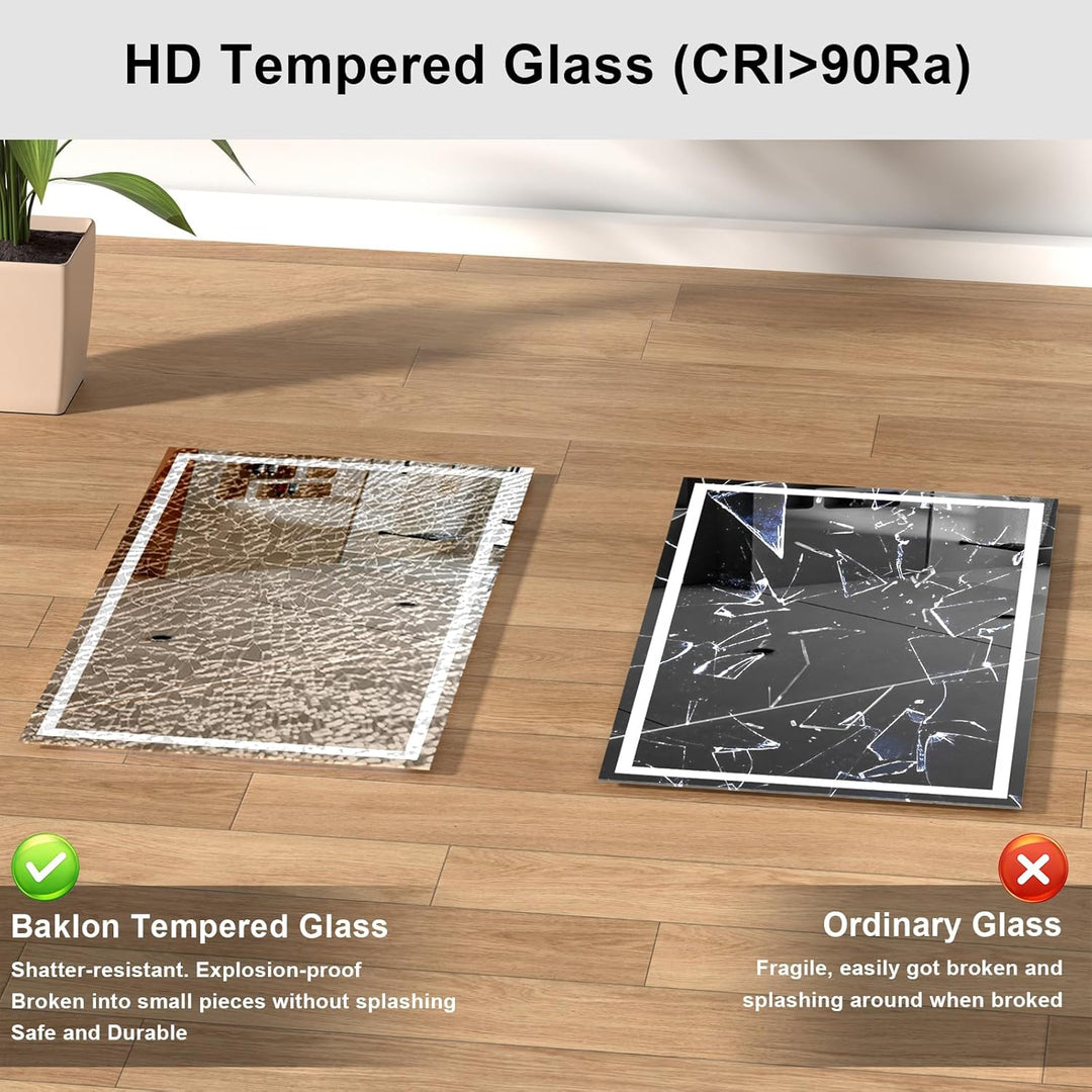 Badezimmerspiegel Wandspiegel LED Badspiegel mit Beleuchtung 80x60cm mit Touch-Schalter Beschlagfrei