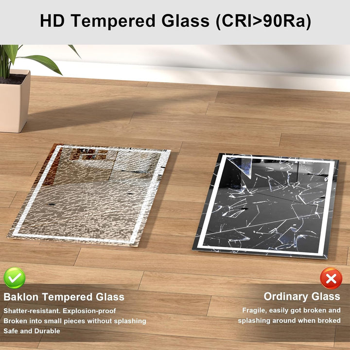 Badezimmerspiegel Wandspiegel LED Badspiegel mit Beleuchtung 80x60cm mit Touch-Schalter Beschlagfrei
