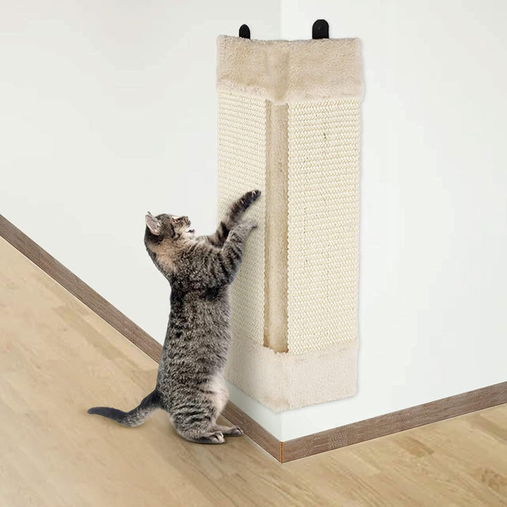 Katzenkratzmatte Kratzbrett aus Sisal und Massivholz – langlebige Kratzmatte für Katzen, Robustes Kr