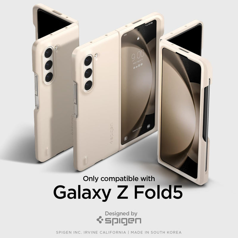 Spigen Thin Fit P Hülle Kompatibel mit Samsung Galaxy Z Fold 5 -Pearled Ivory (S Pen Nicht inklusiv)