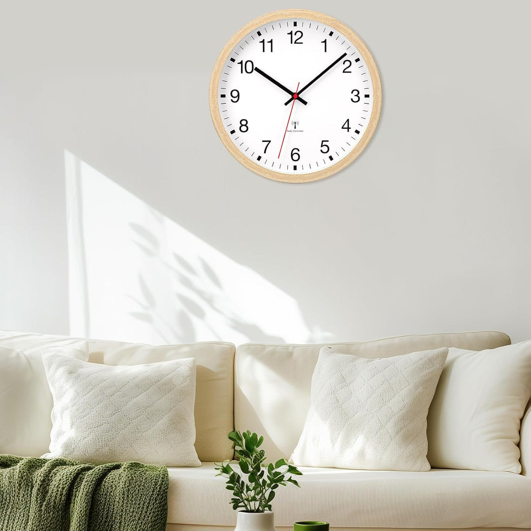 VIVILINEN Gross Wanduhr Funk Mit Holzoptik 40cm Funkuhr Wand Lautlos XXL | Wanduhr Ohne Tickgeräusch