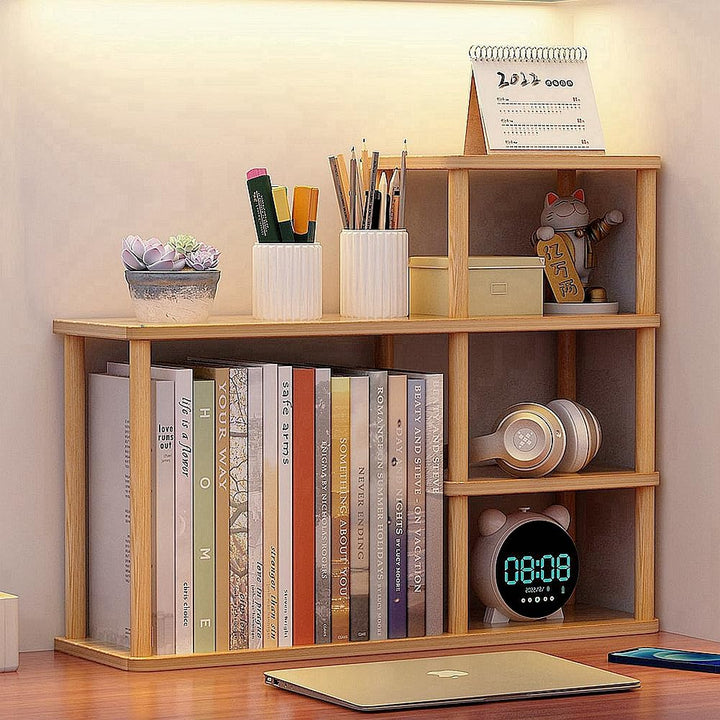 Desktop-mehrschichtiges Bücherregal-Speicherregal, grosse Kapazität Massivholz-Speicherwand auf dem