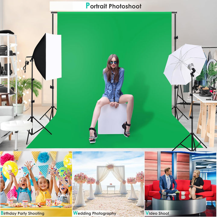 2 Stück Softbox Set, LED Softboxen Profi Fotostudio Set, 2,6 x 3 m Hintergrund mit Lampenstativ, Wei