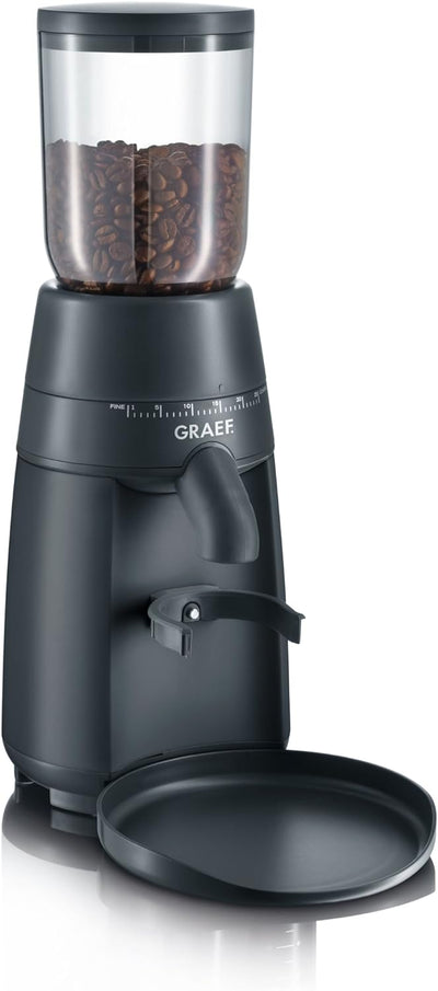 GRAEF Kaffeemühle CM702, Kegelmahlwerk aus Edelstahl, 24 Mahlgradeinstellungen, abnehmbarer 250g Kaf