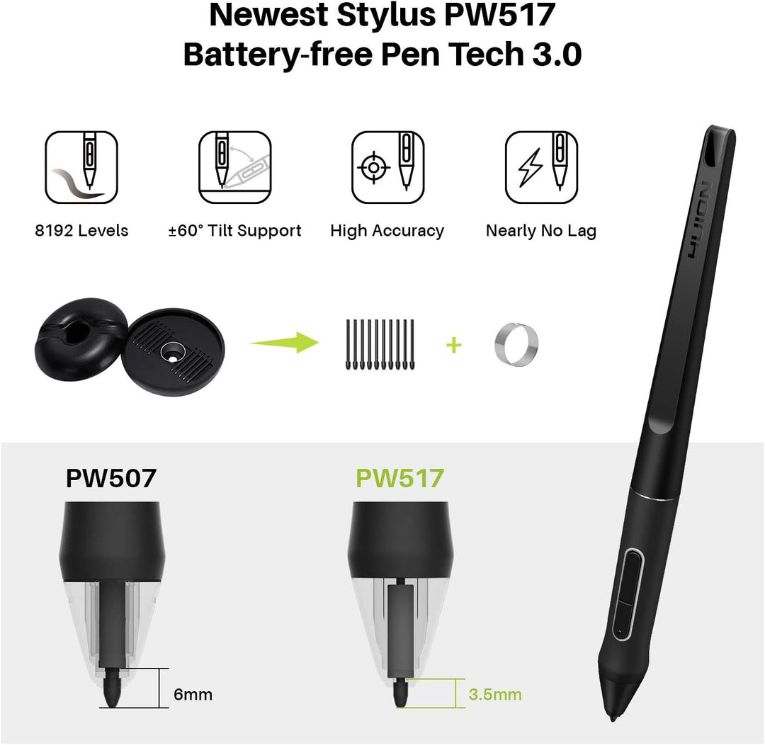 HUION Kamvas 12 Grafiktablett mit Display, 11,6 Zoll Stift-Display mit batterielosem Stift, 8 Expres