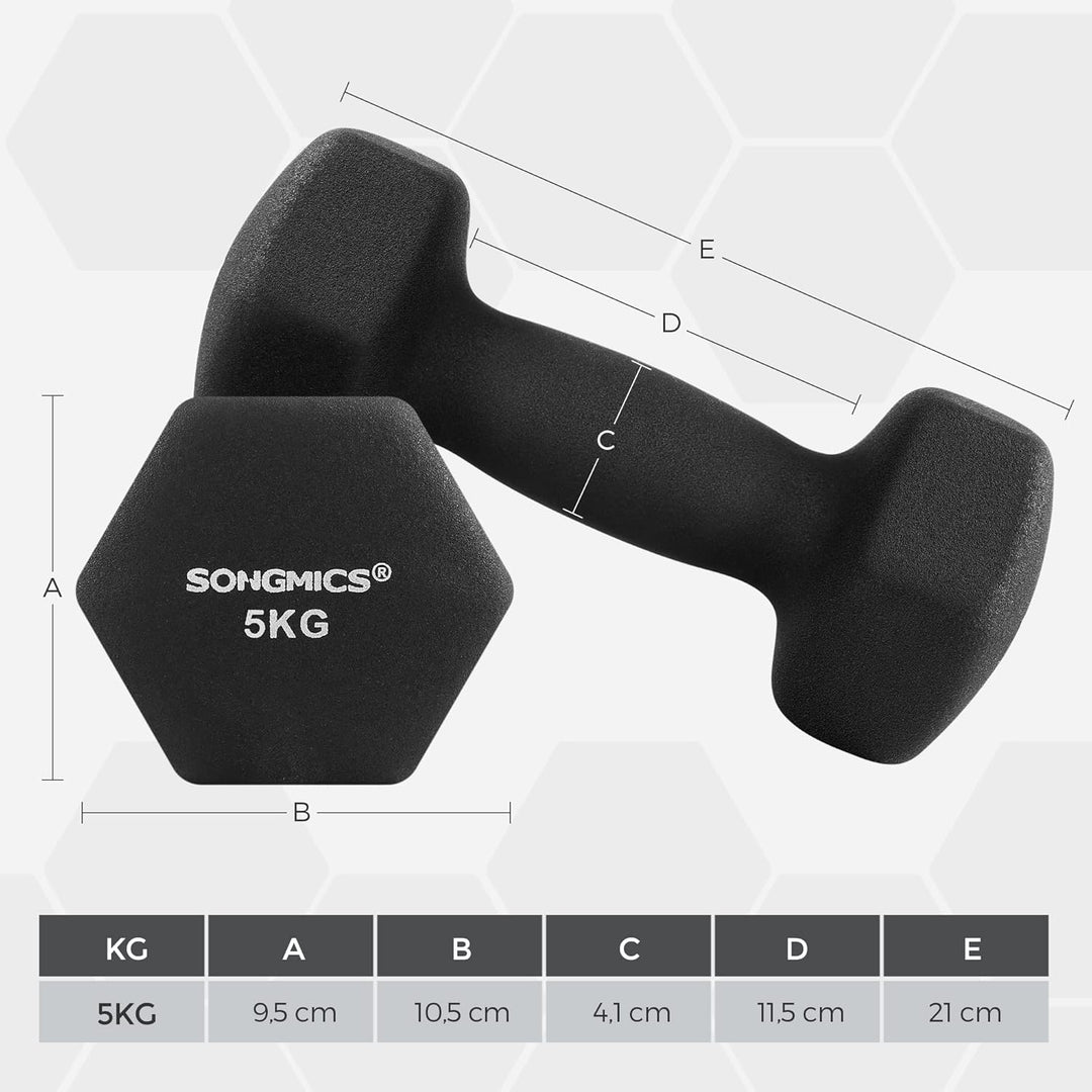 SONGMICS Hanteln, Hantelset 2 x 5 kg, Kurzhanteln mit Hantelständer 2 x 1 kg, 2 x 2 kg, 2 x 3 kg, Kr
