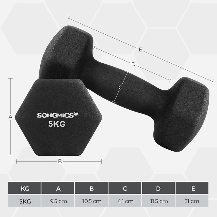 SONGMICS Hanteln, Hantelset 2 x 5 kg, Kurzhanteln mit Hantelständer 2 x 1 kg, 2 x 2 kg, 2 x 3 kg, Kr