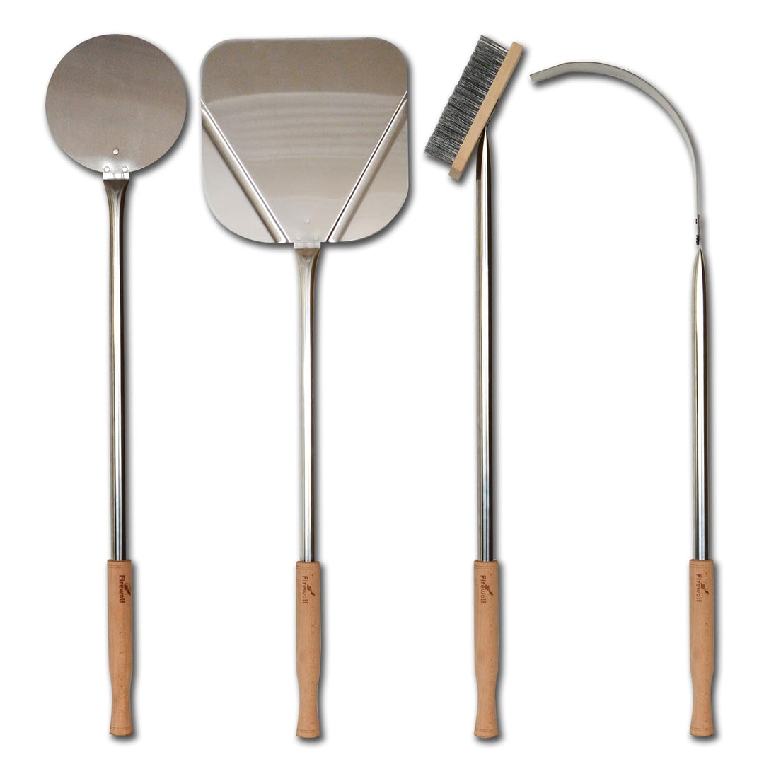 Firewolf XL Pizzaofen Zubehör Set aus Edelstahl 100 cm, Pizzaschaufel, Pizzaschieber, Pizzawender, P