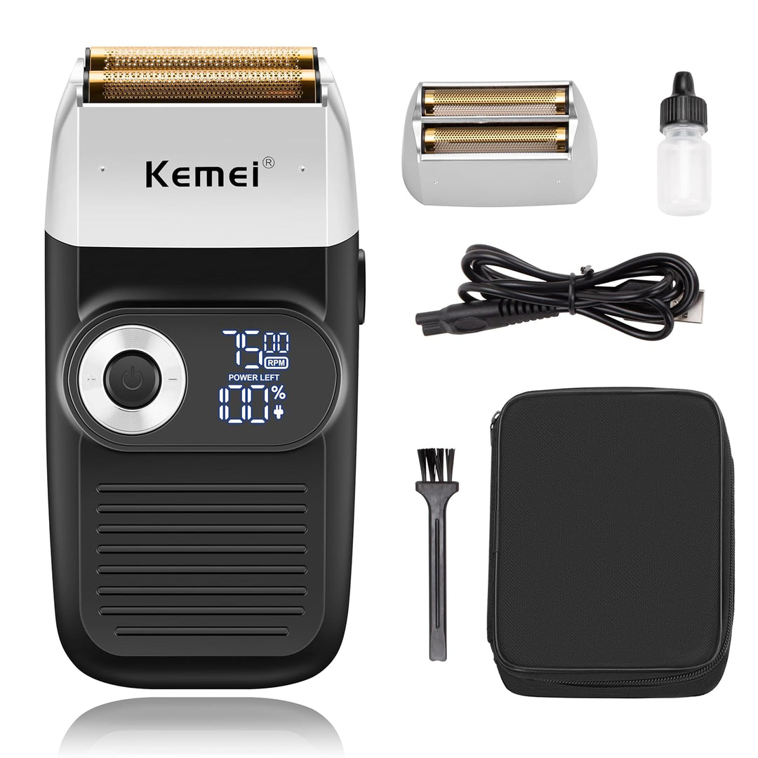 KEMEI Folienrasierer für Männer Elektrischer Rasierer mit Kahlrasur Schnurlose Elektrorasierer mit L