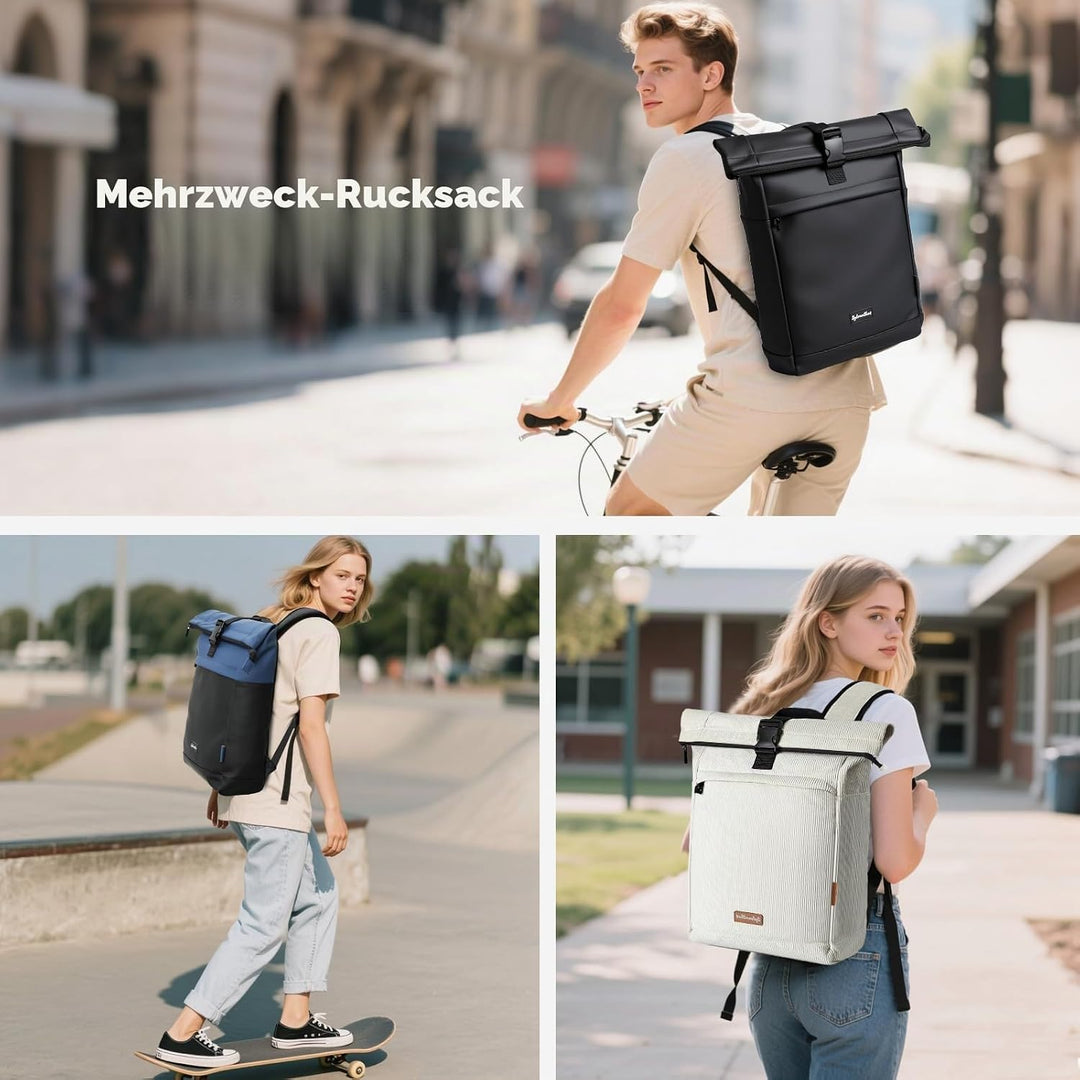 Cord Rucksack, Laptop Rolltop Rucksack für Herren &amp; Damen Mit Diebstahlsichere Reissverschluss, Erwe