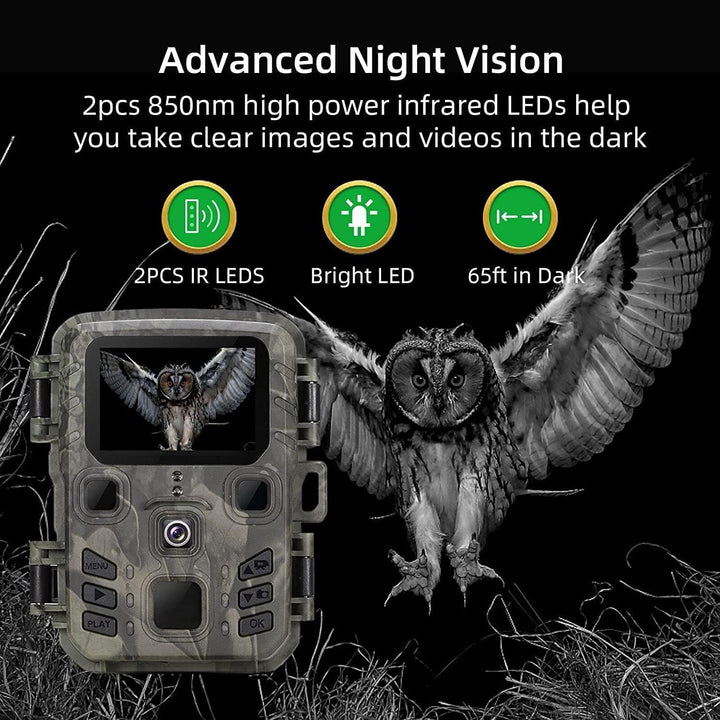 Mini Wildkamera 20MP 1080P HD Wildtierkamera 850nm IR LEDs Wildkamera mit Nachtsicht Bewegungsmelder