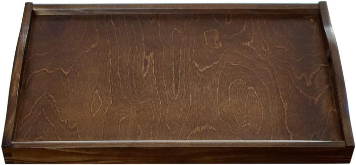 Wooden World Grosses Holztablett Servierbett Frühstück mit Griffen braun 40 x 30 x 5,5 cm