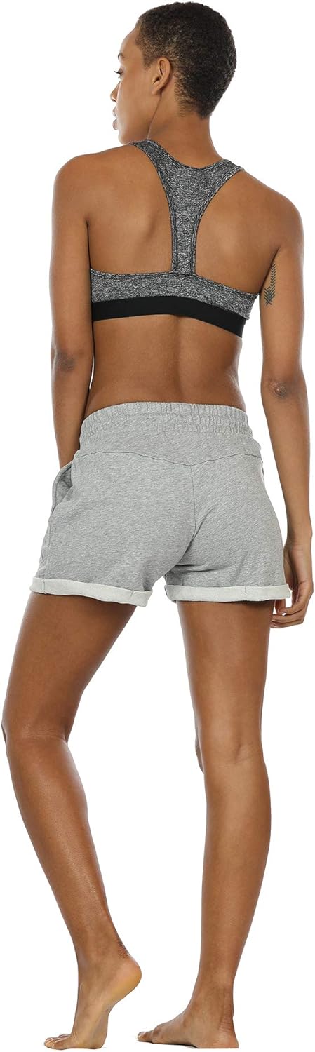 icyzone Damen Sportshorts 2er Pack Kurze Sporthose Atmungsaktive Laufshorts Bequeme Trainingsshorts