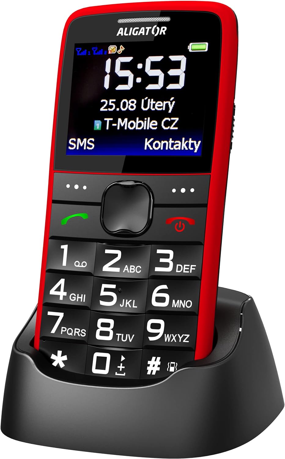ALIGATOR Senioren grosstasten Handy AZA675RD mit 2,2“ Farb-Display, SOS-Taste und Lokalisierung, Far