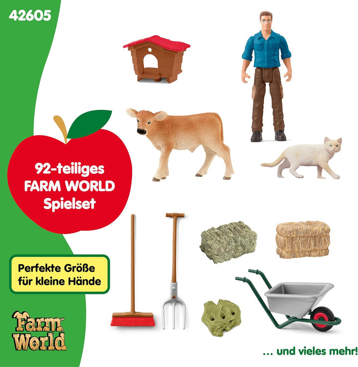 SCHLEICH Farm World | Grosse Farm mit Bauernhaus 42605 | Set inkl. Haus, Bauer, Kuh, Schwein, Katze,