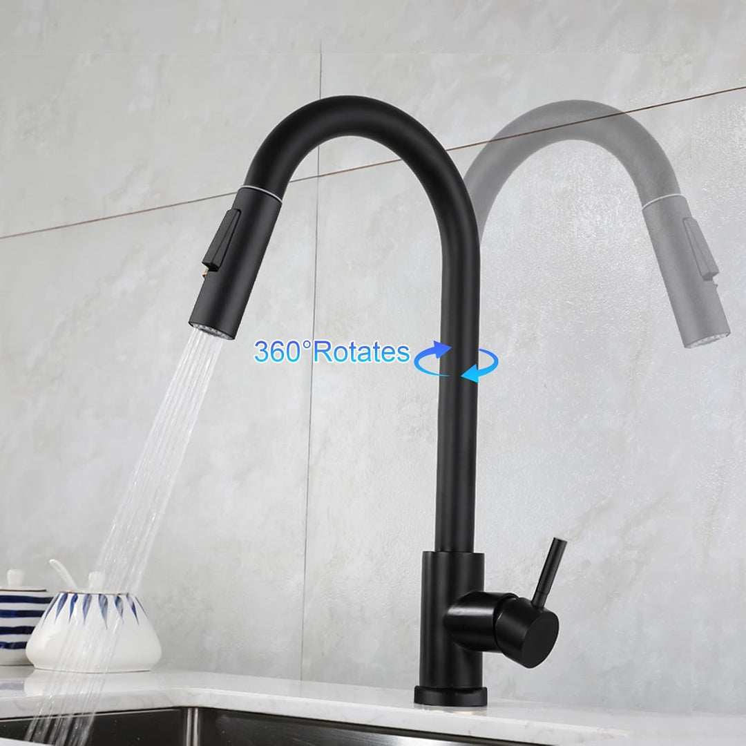 Wasserhahn Küche, Hochdruck Küchenarmatur mit Herausziehbarer Brause Ausziehbar Armatur, Mischbatter