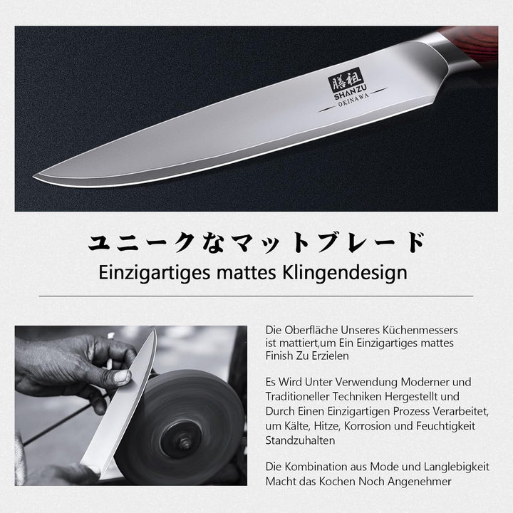 SHAN ZU Allzweckmesser 15cm, Japanisches Kochmesser für Gemüse, Küchenmesser mit Scharfer Klinge aus