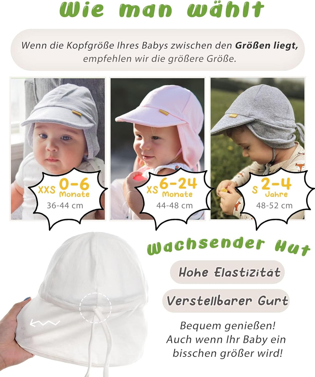 FURTALK Baby Kleinkind Sonnenhut UPF 50+ UV-Schutz Mädchen & Jungen Sommer Kappe Kinder Strand Mütze