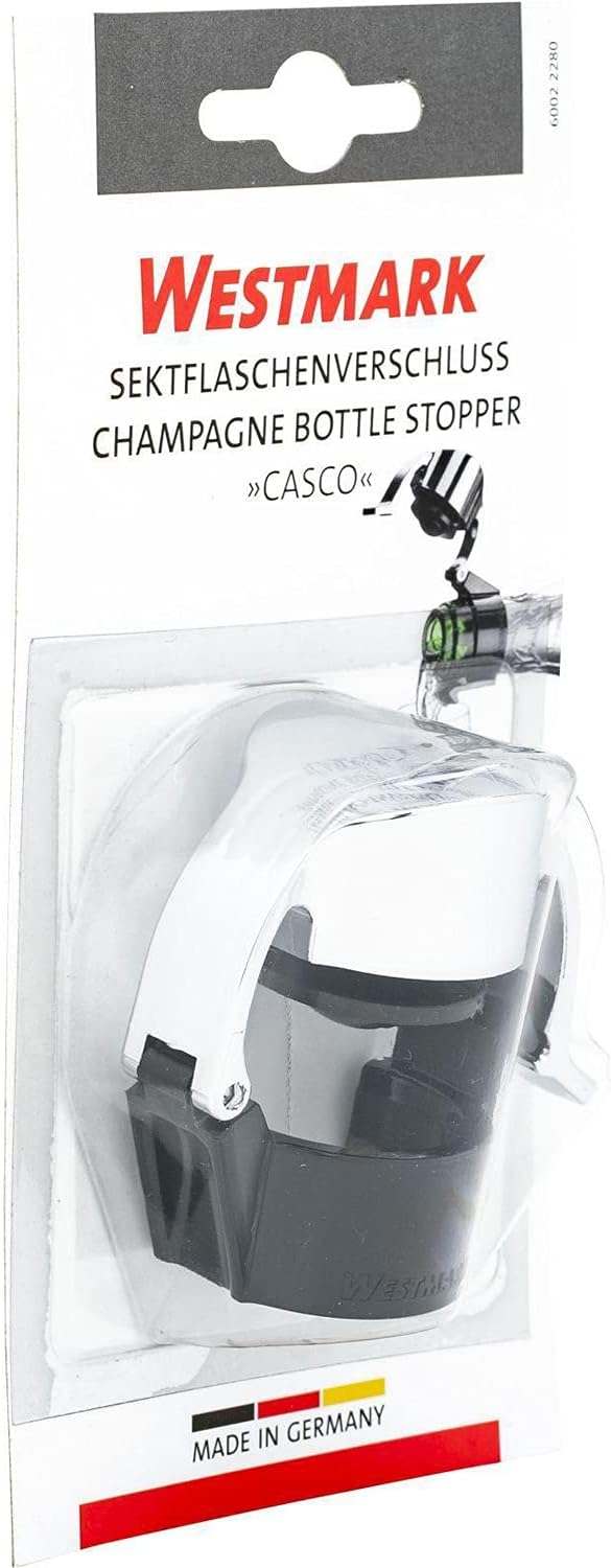 Westmark Sektflaschenverschluss/Klappverschluss, Kunststoff, Casco, Schwarz/Silber, 60022280, Verchr