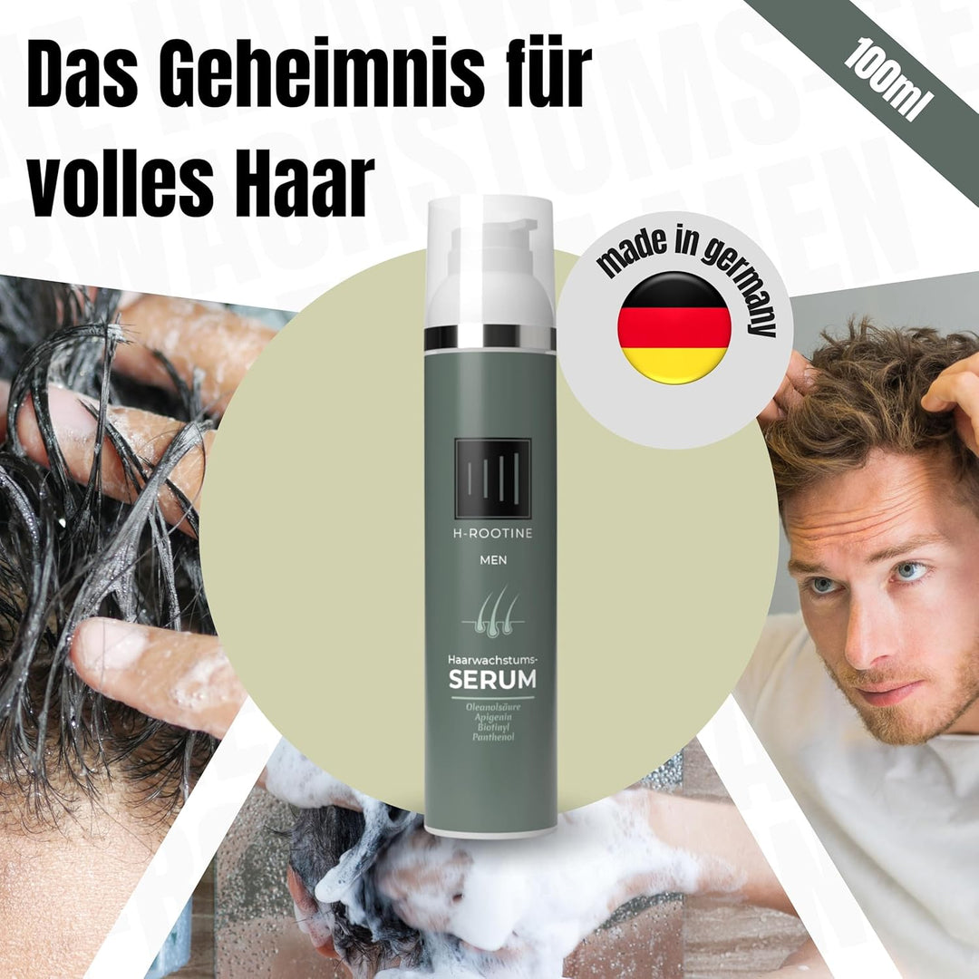 H-ROOTINE Haarserum für Männer (100ml) • Haarwuchsmittel Männer • Stoppt erblich & hormonell bedingt