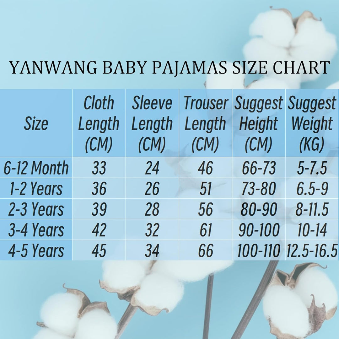 100% Baumwolle Baby Kinder Schlafanzüge Jungen Mädchen Pyjamas Set Langarm Nachtwäsche 6-12 Monate W