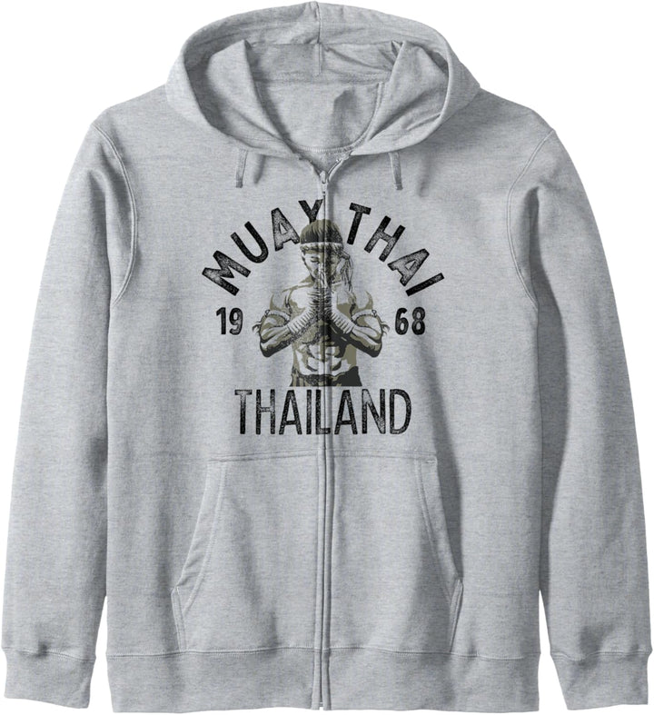 Muay Thai Thailand Vintage Tiger Kämpfer Training Geschenk Kapuzenjacke