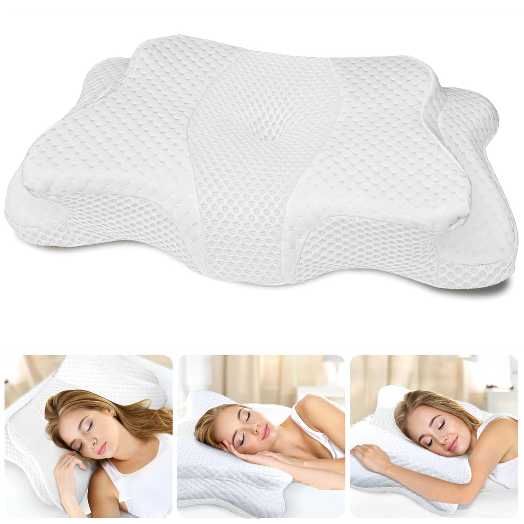 CHxxy Memory Foam Pillows, Cervical Pillow for Neck and Shoulder Pain Relief, Ergonomic Contour Bed