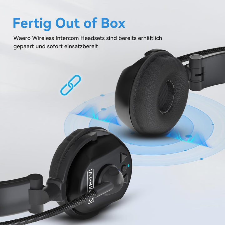 Came-TV 9er-Pack kabelloses Waero-Intercom-Headset, Vollduplex-Intercom-Kommunikationssystem, Entfer