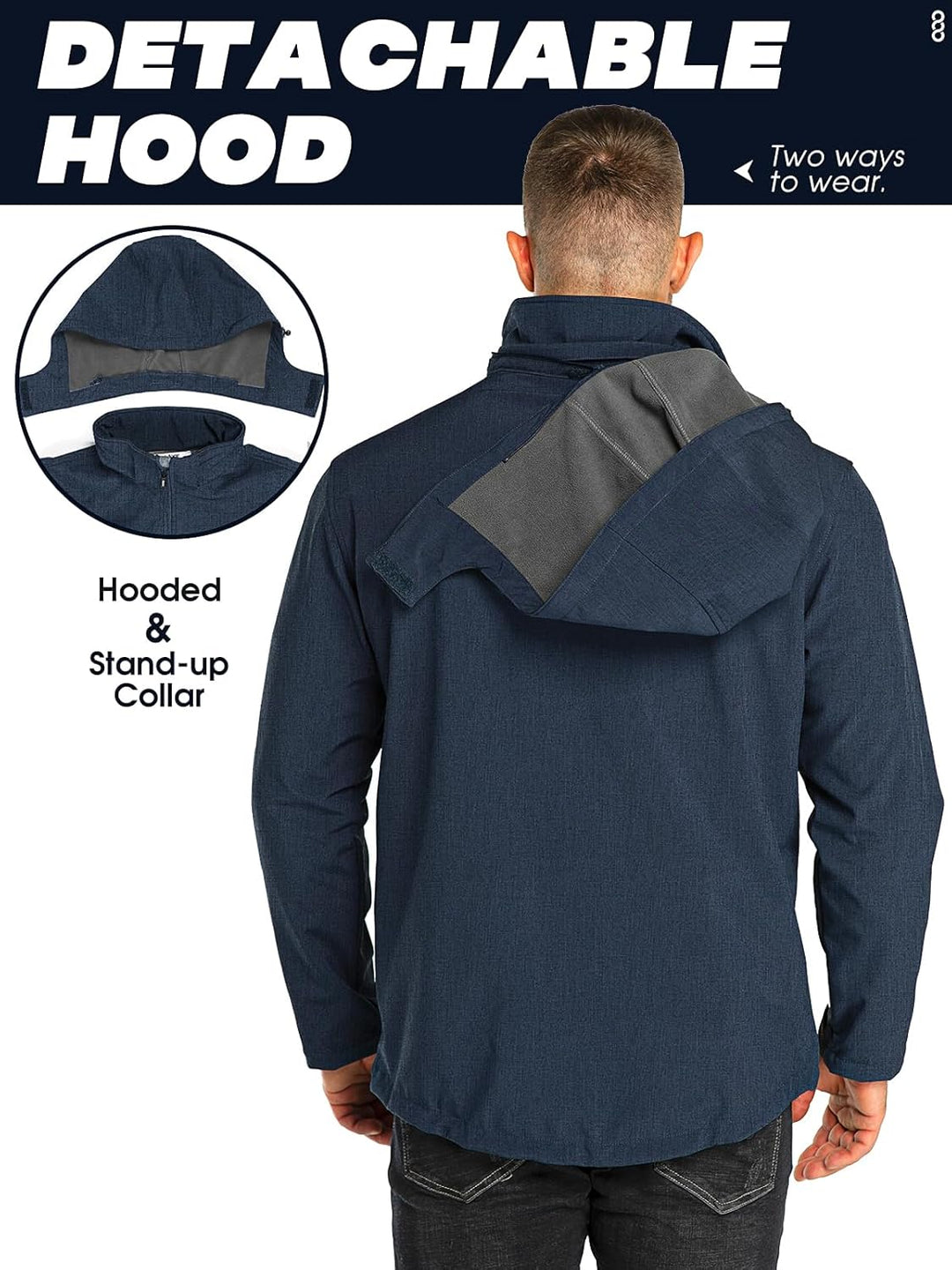 33,000ft Softshelljacke für Herren Wasserdicht Winterjacke Winddicht Warme Fleece Gefüttert Windbrea