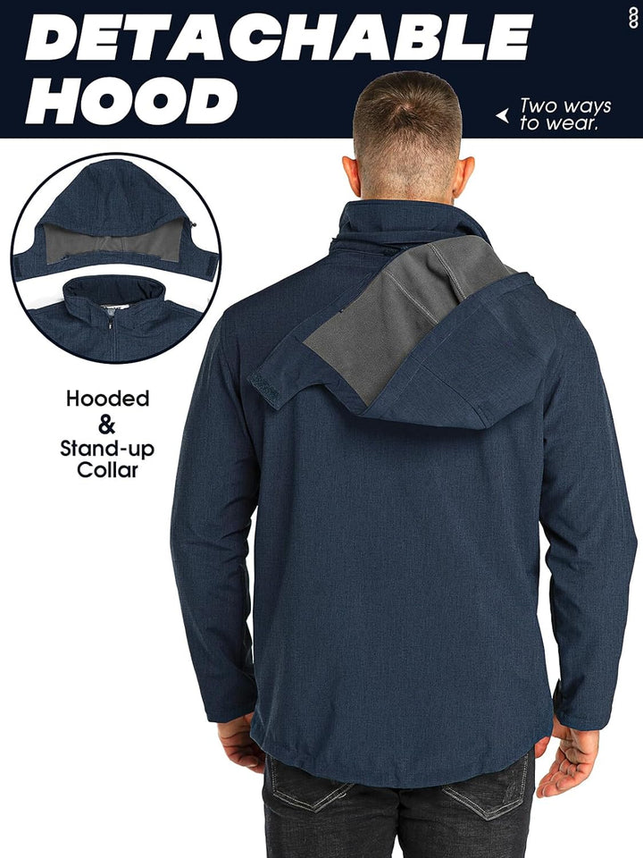 33,000ft Softshelljacke für Herren Wasserdicht Winterjacke Winddicht Warme Fleece Gefüttert Windbrea