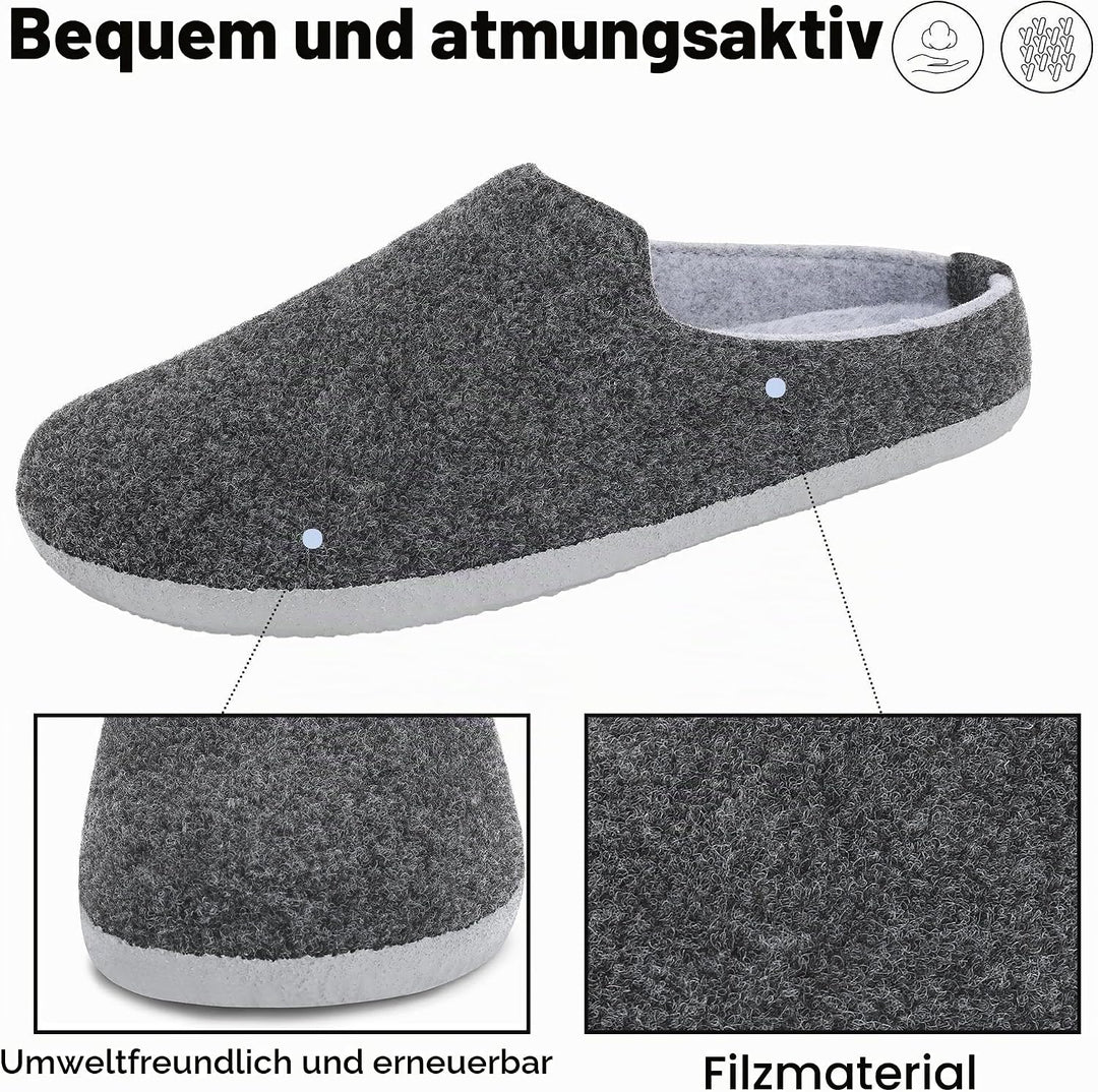 Mishansha Filz Hausschuhe Winter Bequem Filzpantoffeln für Damen Herren Gr.36-48 38 EU Schwarz, 38 E