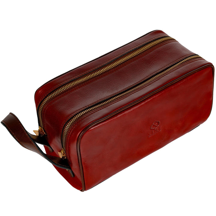 Kulturbeutel Leder Herren - Kosmetikbeutel - Waschtasche für Männer - 100% Echtleder - Hochwertige K