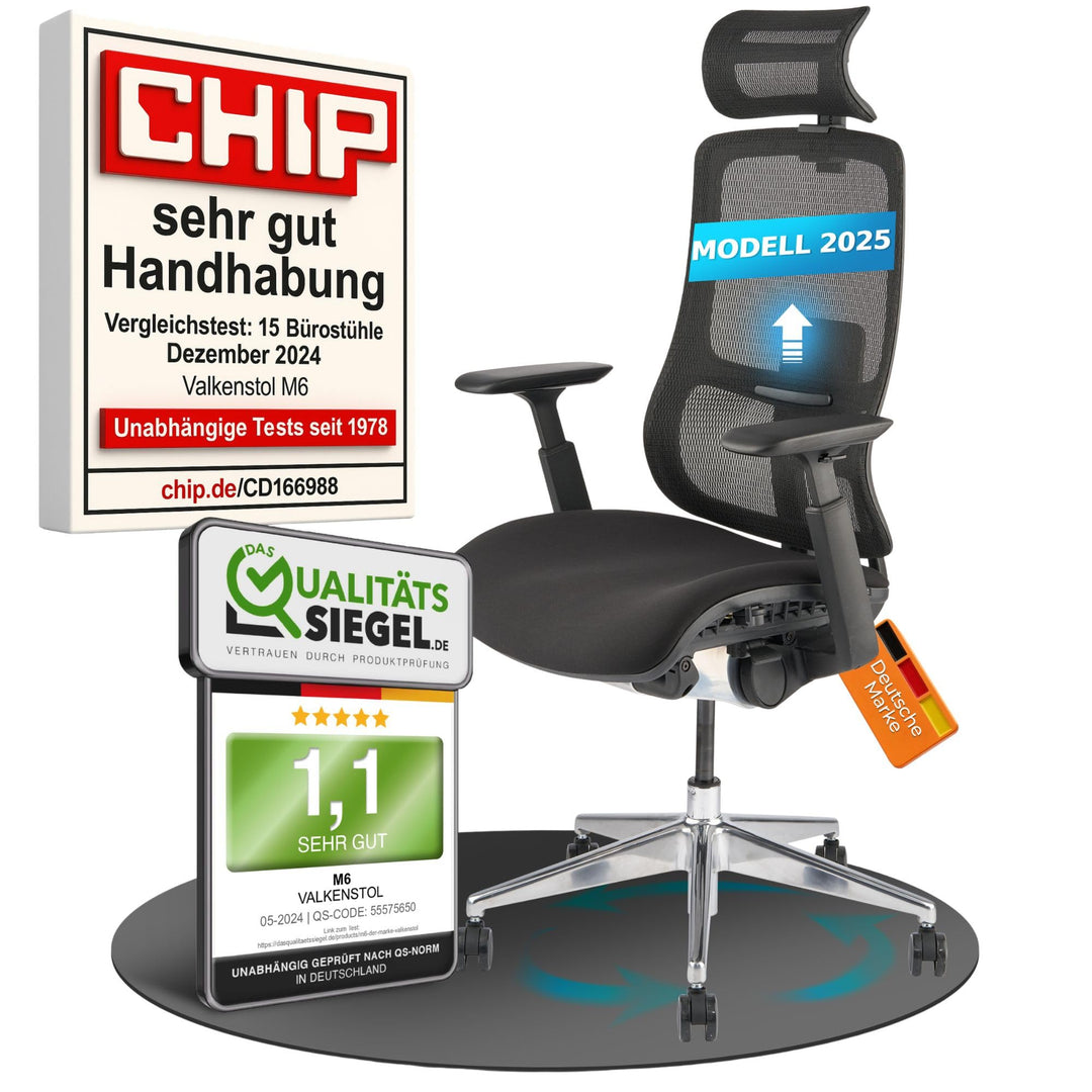 VALKENSTOL M6 Ergonomischer Bürostuhl 150 KG [Grosse Menschen, Schaumstoff-Sitz] Bürostuhl Ergonomis