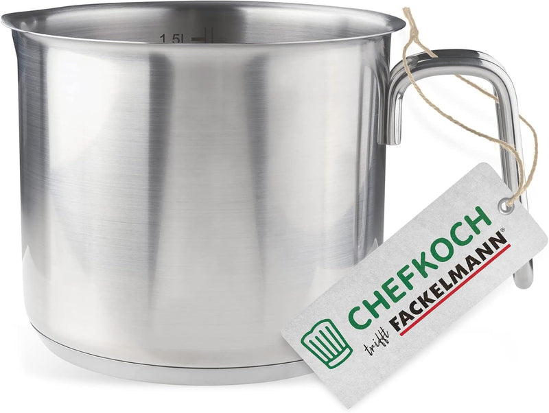 FACKELMANN Chefkoch Milch-Topf Ø14 cm München aus Edelstahl – Hochwertiger Kochtopf Ausschüttfunktio