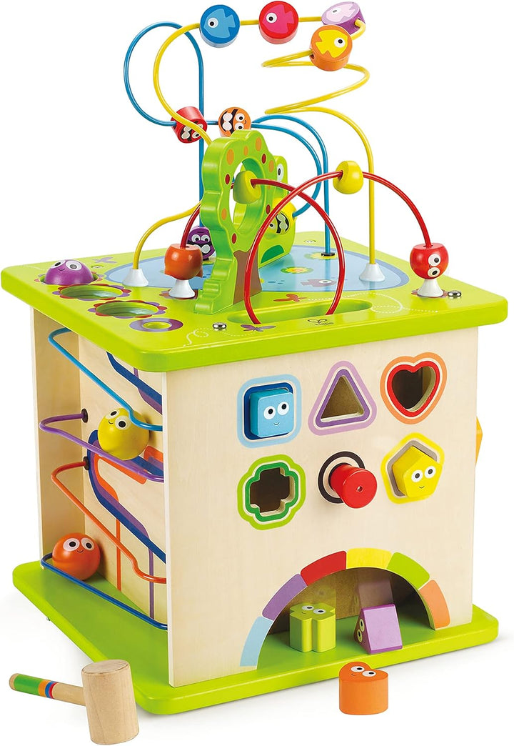 Hape E1810 - Motorikwürfel Kleine Tierchen, aus Holz, ab 12 Monate & Regenmacher | Mini-Rassel aus H