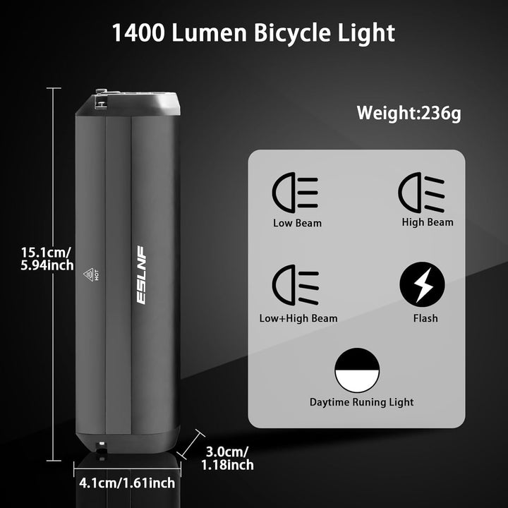 Ahead Frontlicht 1000-3250 Lux Superhelle LED Fahrradlampe, 2000-8000 mAh Mobile Leistung, StVZO Sta