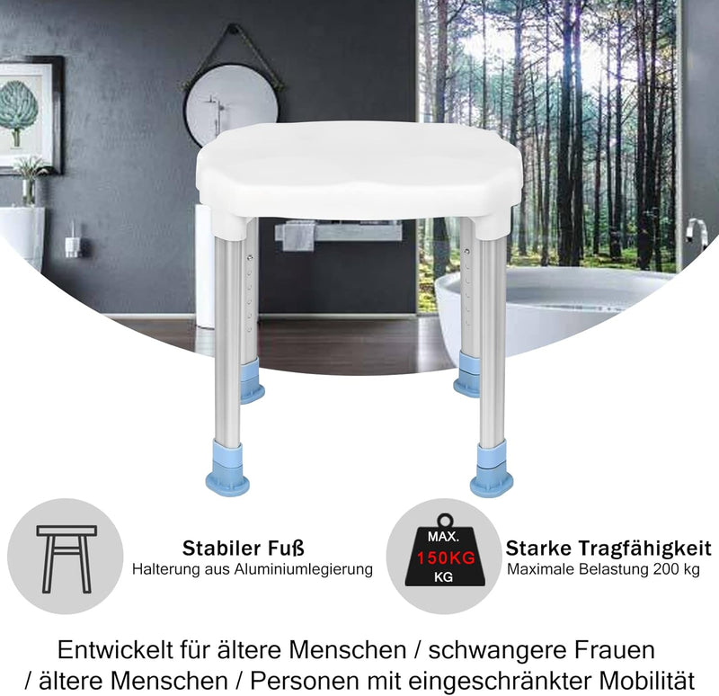 YRHome Duschhocker Duschstuhl Anti-Rutsch Badhocker Höhenverstellbar Duschhilfe Duschsitz Badhocker