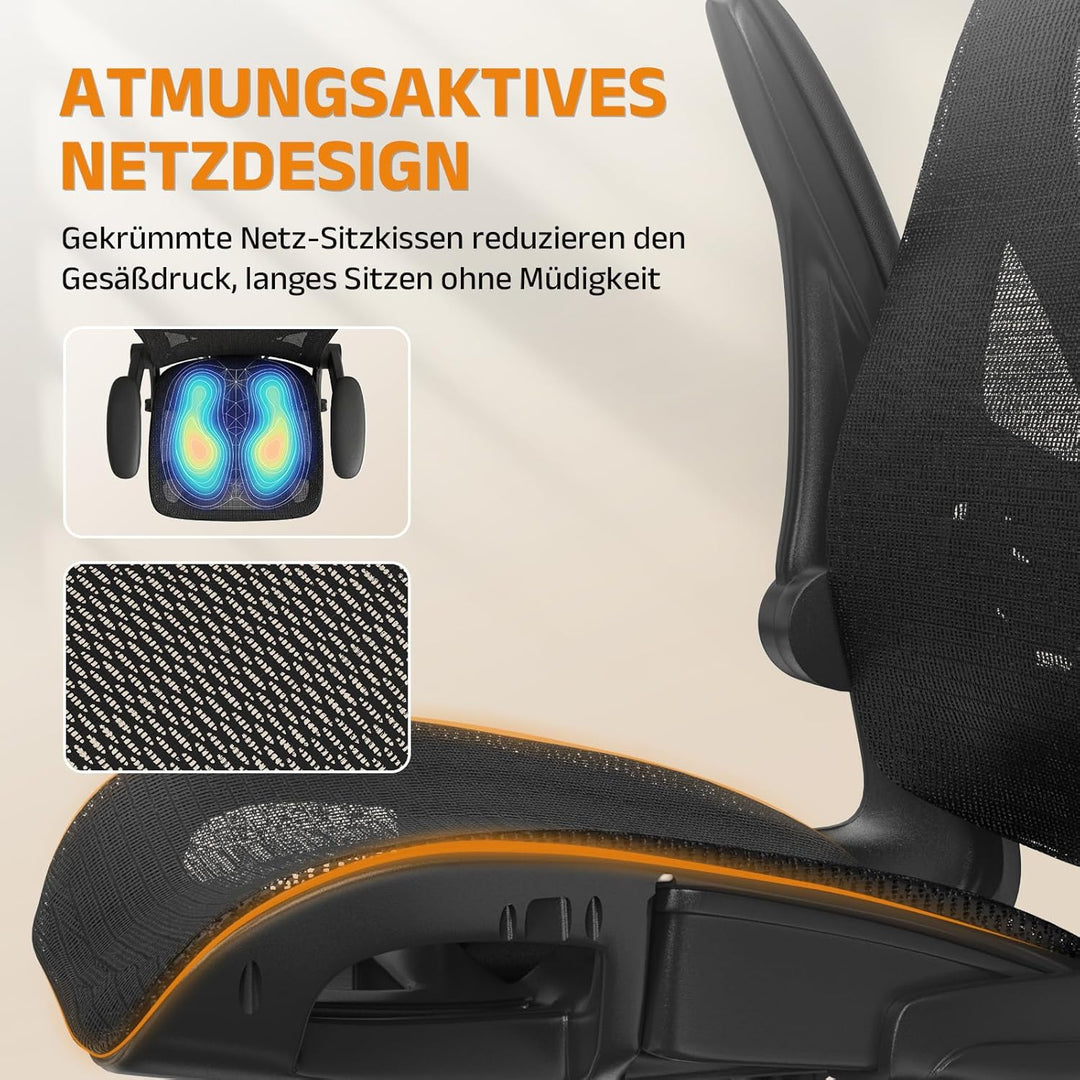 naspaluro Bürostuhl Ergonomisch Schwarz, Individuell Verstellbarer Gaming Stuhl Drehstuhl Ergonomisc