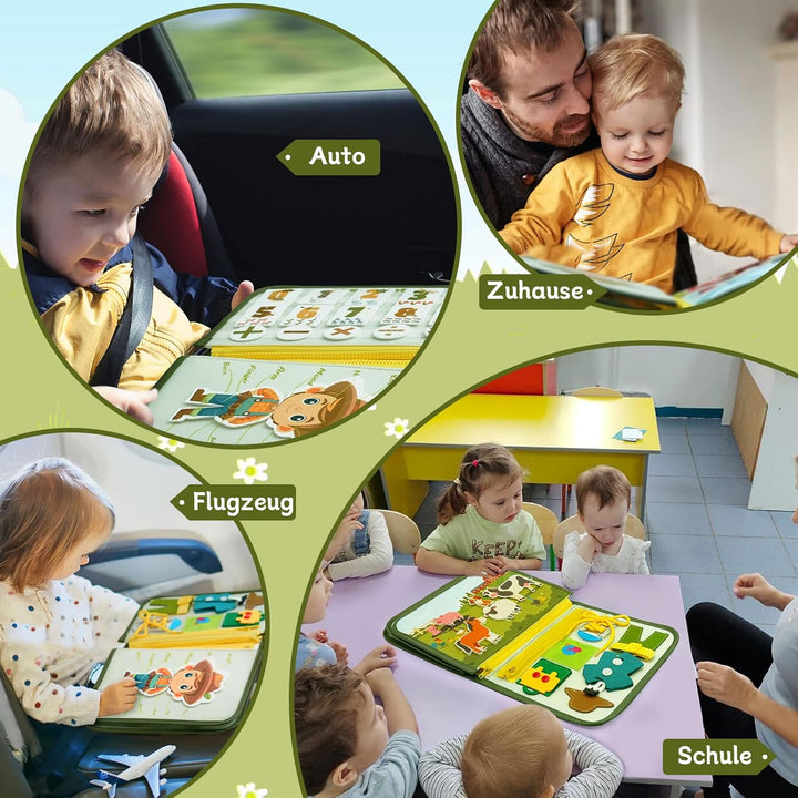 Busy Board Deutsch Montessori ab 1 2 3 Jahre, 10 in 1 Montessori Spielzeug Activity Board Motorikspi