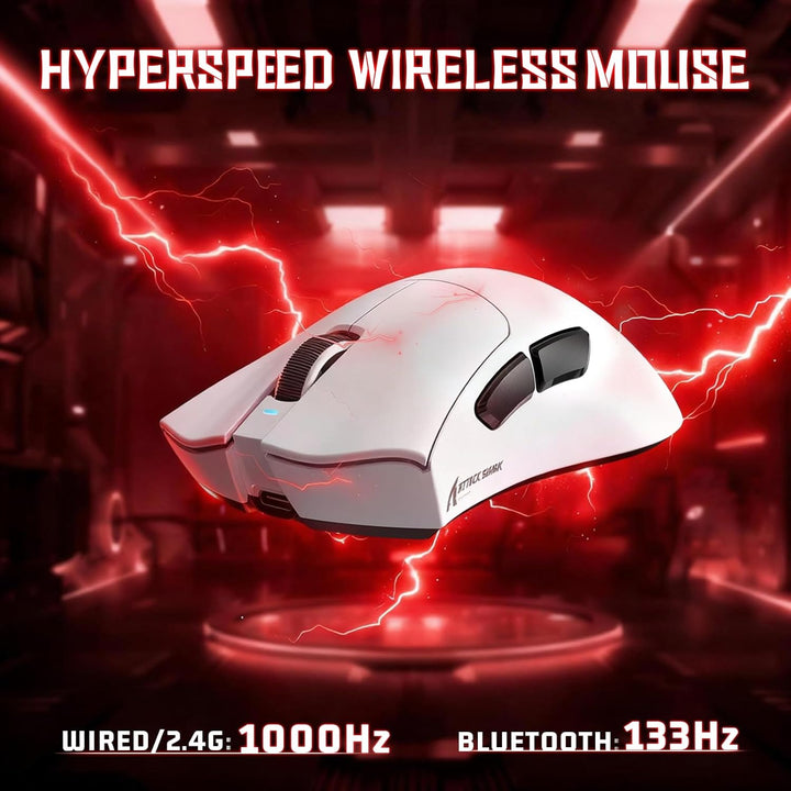 ATTACK SHARK V3 Kabellose Gaming-Maus, 65g Ultraleicht, Optischer Sensor PAW3311 mit 25K DPI, 1K Pol