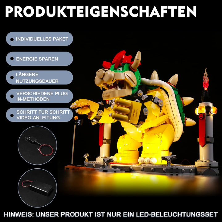 BrickBling Led Licht Set für Lego 71411 Super Mario Der mächtige Bowser, Led Beleuchtungs Set für Le