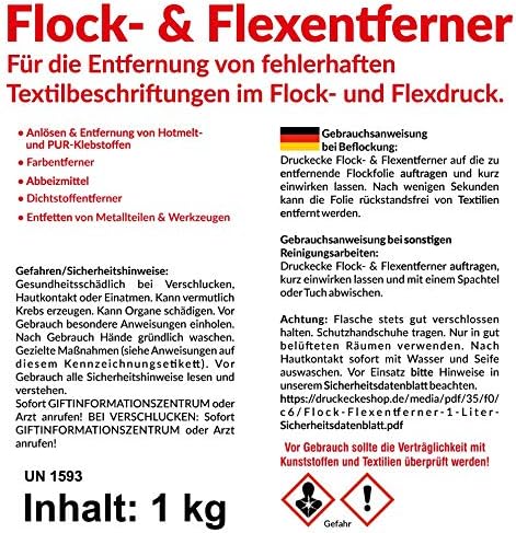Druckecke Flock- & Flexentferner Inhalt 1kg Industrieprodukt (42,95 € / 1 KG)