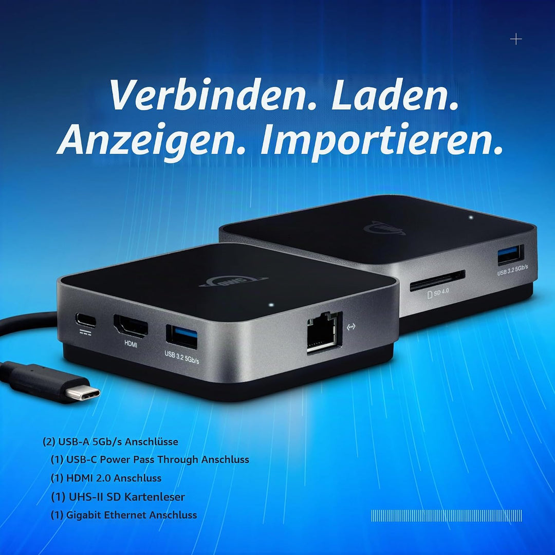 OWC - USB-C Travel Dock E - 6-Port Travel Dock (USB-C 100W, 2X USB 3.2, HDMI, SD Reader, Ethernet) S