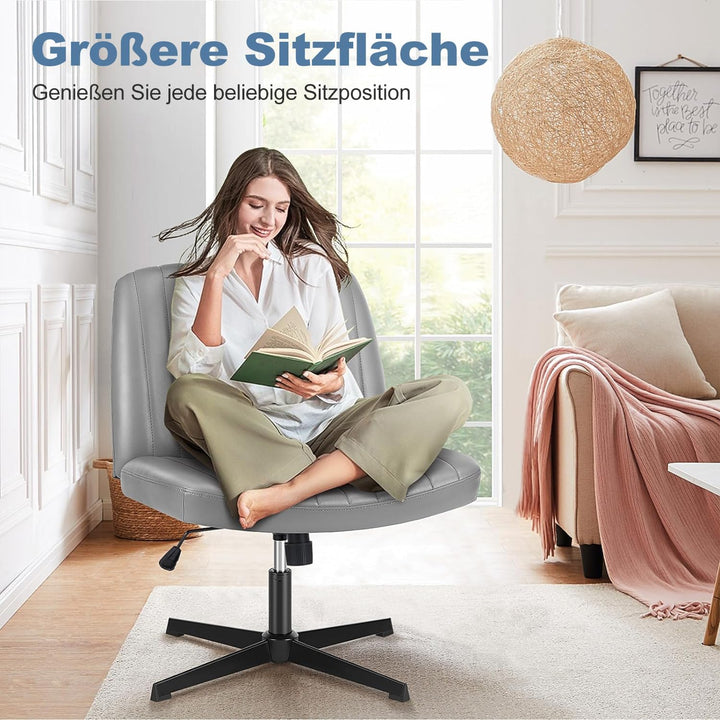 DUMOS Bürostuhl Ohne Armlehne, Teddysamt und Bequemes Netzgewebe Criss Cross Chair, mit Verbreiterte