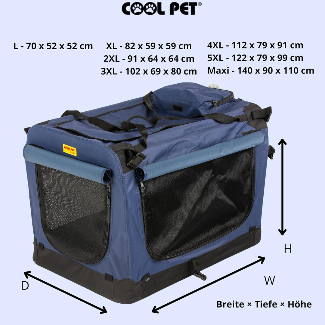 Hundebox XL 82 * 59 * 59cm, Käfig, Box, Box für Reisen (blau), blau