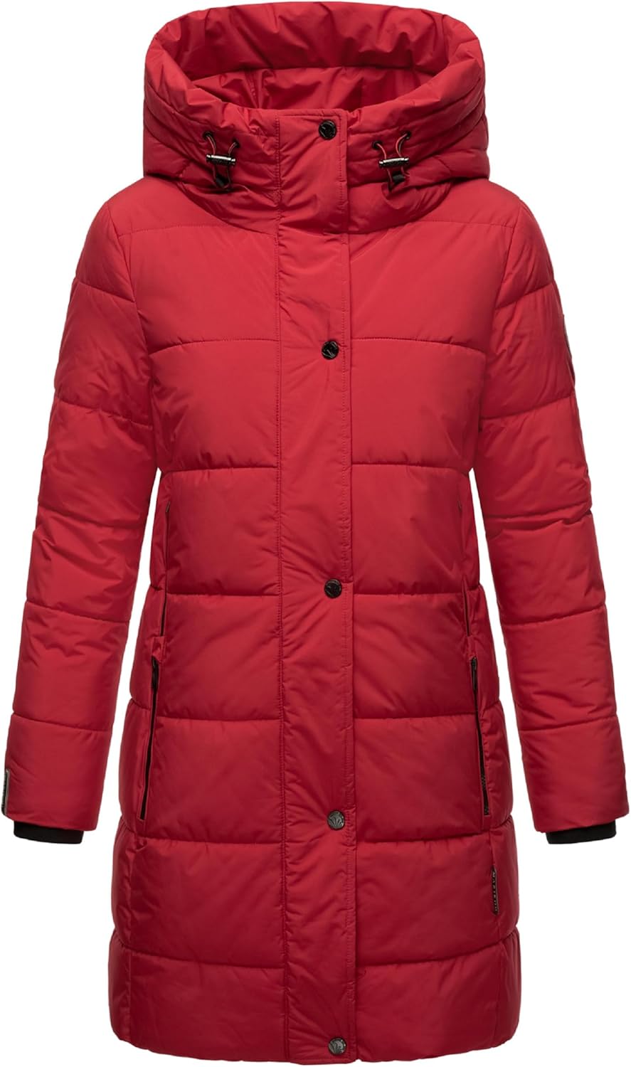 MARIKOO Damen Wintermantel Warmer Steppmantel lang mit Kapuze und hohem Kragen Karumikoo XVI XS-3XL