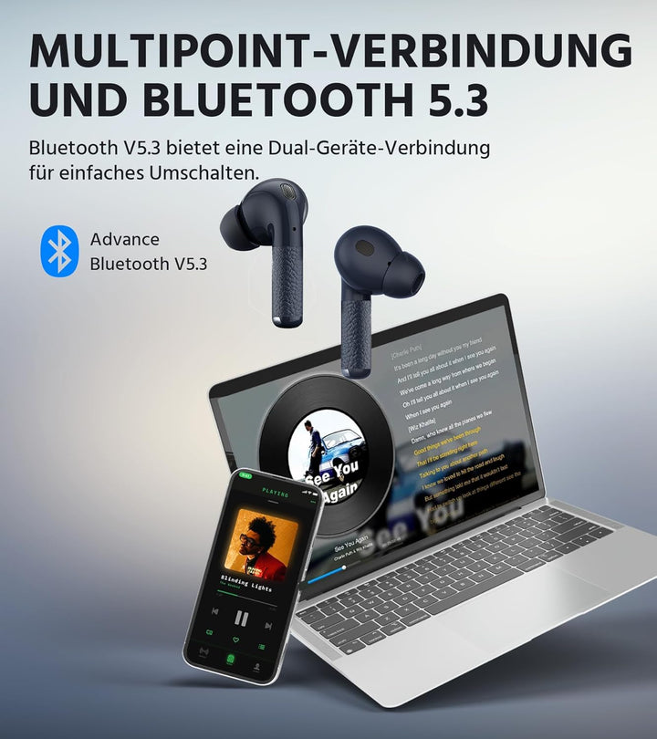 Edifier W260NC -45dB Aktive Noise Cancellation Ohrhörer, Hi-Res Audio Kabellos mit LDAC, AAC, 6 Mikr