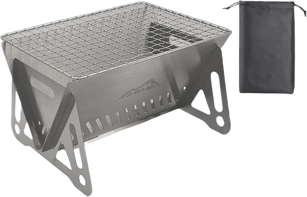 SK Wild Ones® Faltbarer Barbecue Camping Grill mit Tragetasche - holzkohlegrill edelstahl - Portable