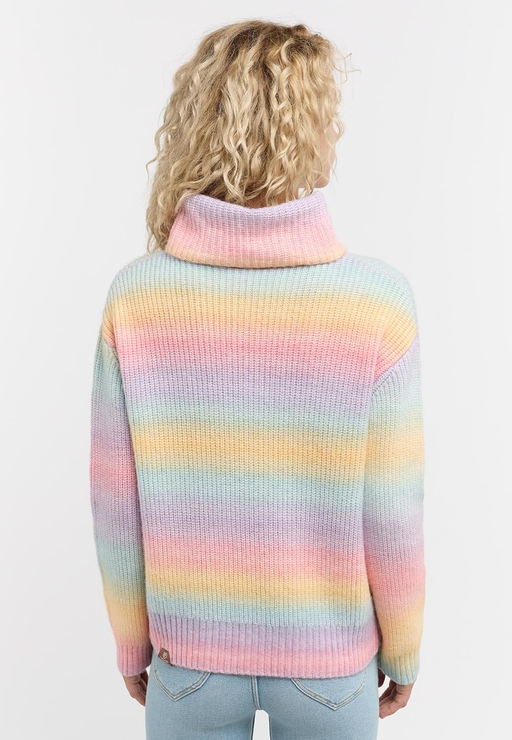 Ragwear Damen Strickpullover Safina, Light Combo, Pastellfarbenen Streifen Pullover Schalkragen L Li
