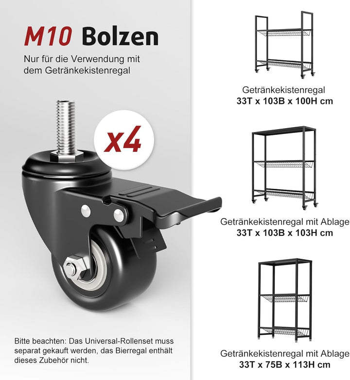 Rainsworth Getränkekistenregal mit Ablage, mit Gitterhalterung aus Metall, 33T x 75B x 113H cm Regal